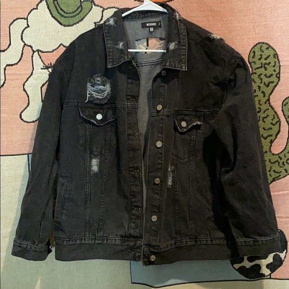 Oversized Distressed Denim Jacket - Picture 2 of 4